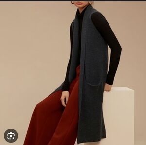 WILFRED Aritzia 100% Merino Wool Charcoal Long Sweater Vest